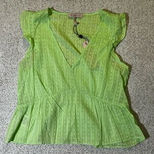NWT Women’s BCBGGeneration lime green peplum flutter sleeves top Size S